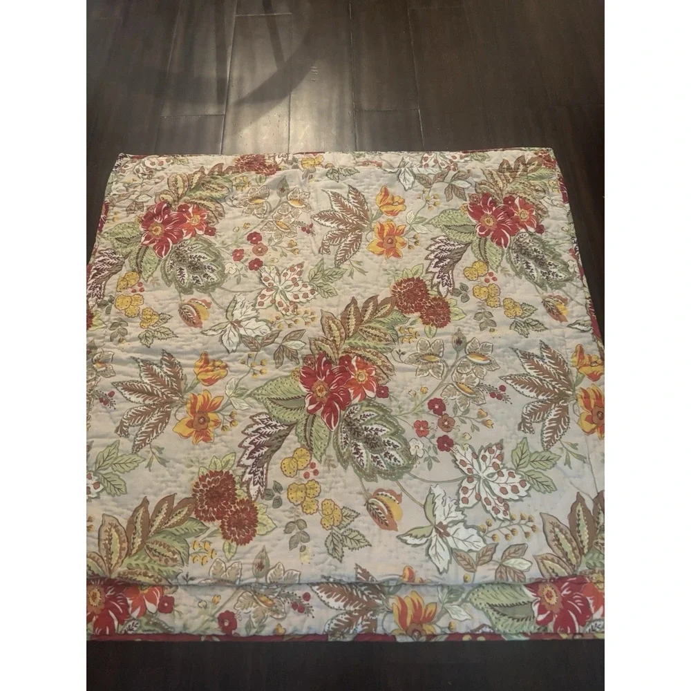 Pottery‎ Barn Floral Euro Quilted Pillow Sham Cover Reversible